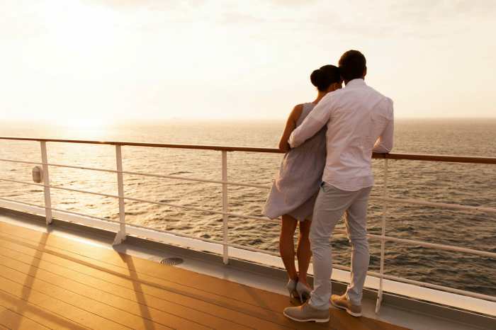 Cruise couple ship sunset having stock Cruise couple ship sunset having stock